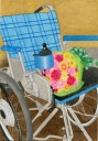 車椅子と花束